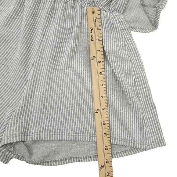 Caution To The Wind Striped Romper M Tie Front Shorts Tank Sleeveless Boho Gray - Picture 7 of 16
